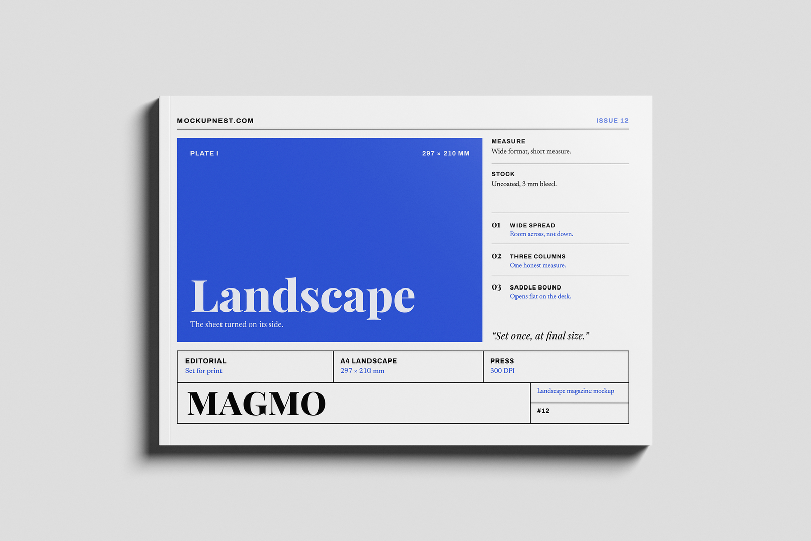 Free A4 Landscape Print Magazine Mockup