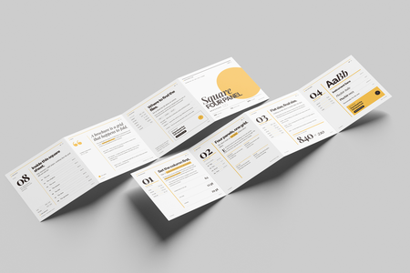 Square Four Fold Accordion Leaflet Mockup
