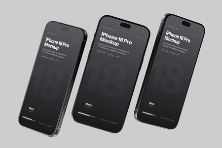 Black iPhone 18 Pro Mockup Minimal Background