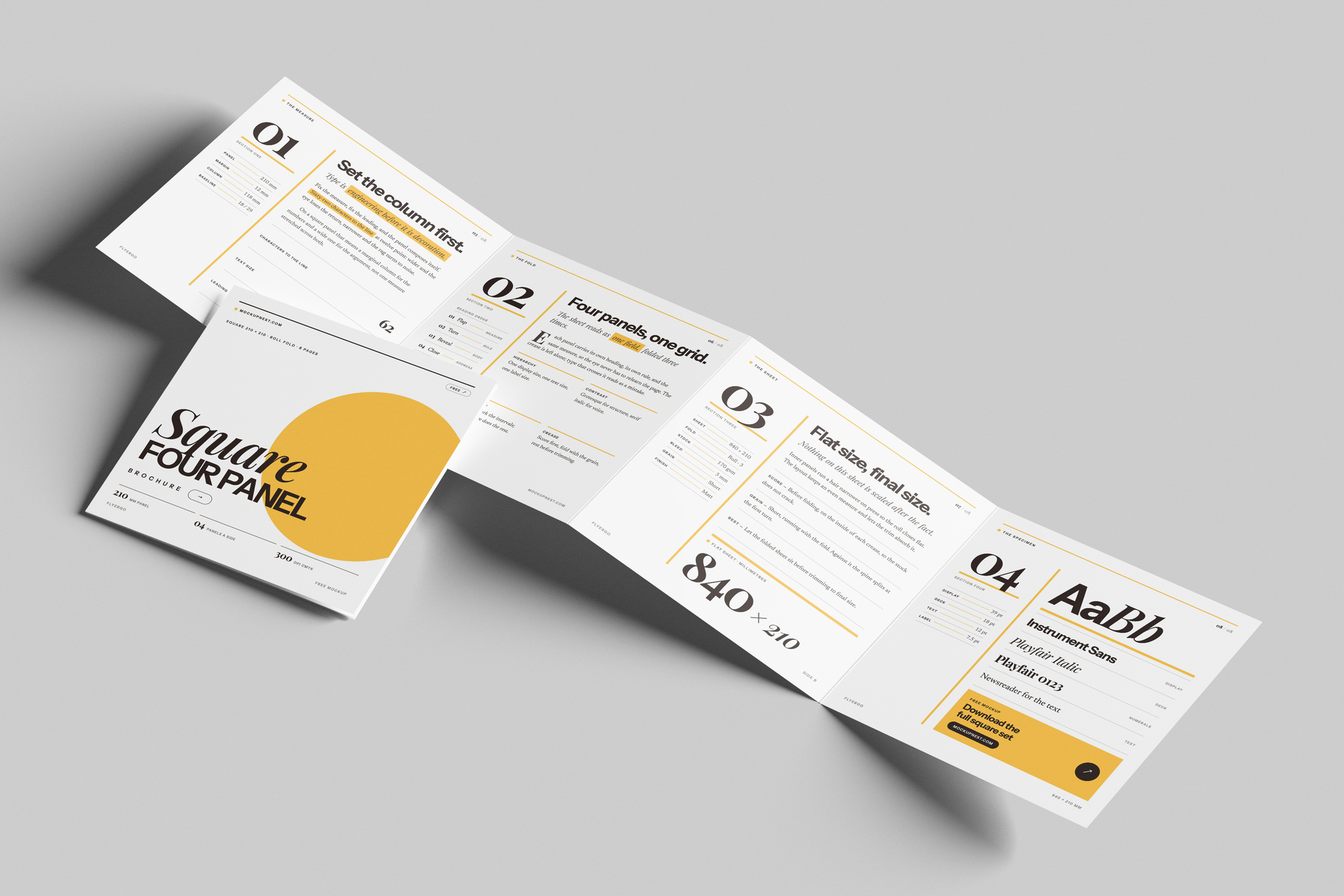 Free Square Four Panel Flyer Mockup | Mockupnest