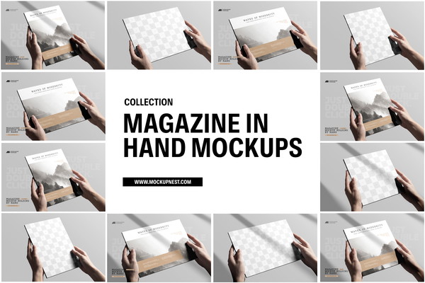 Magazine In Hand Mockups Collection