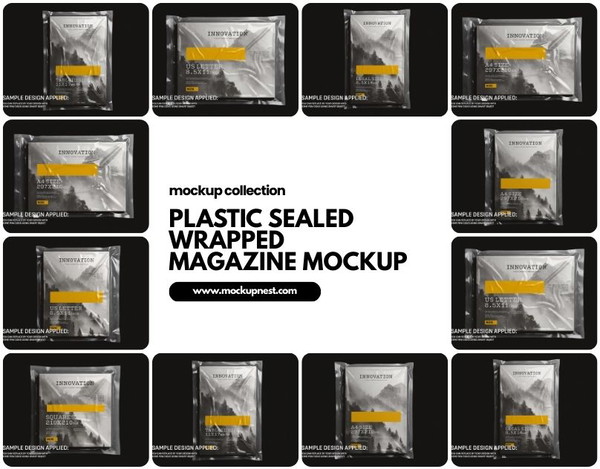 Plastic Sealed Wrapped Magazine Mockups Collection