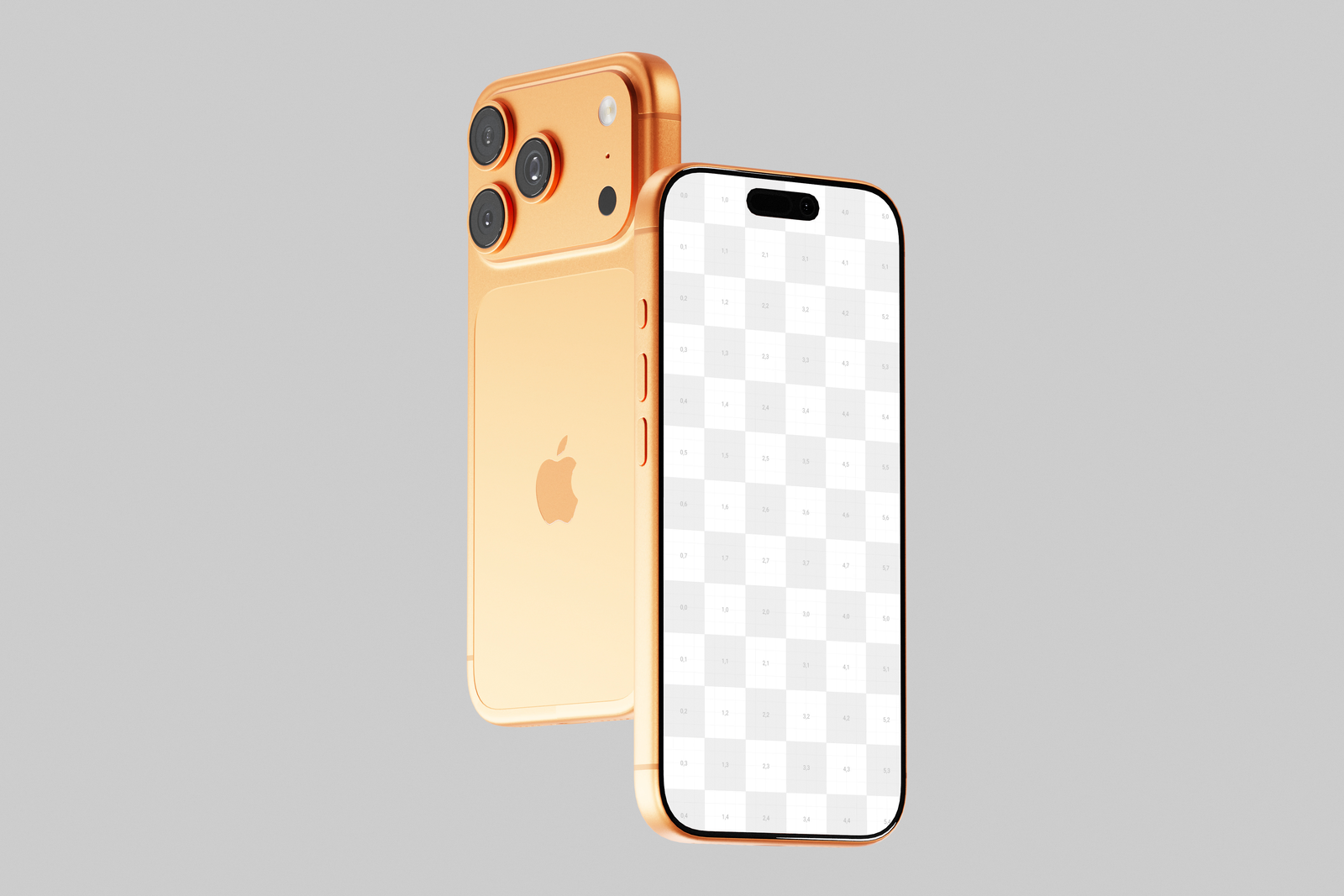 Free Orange iPhone 17 Pro Mockup Front And Back