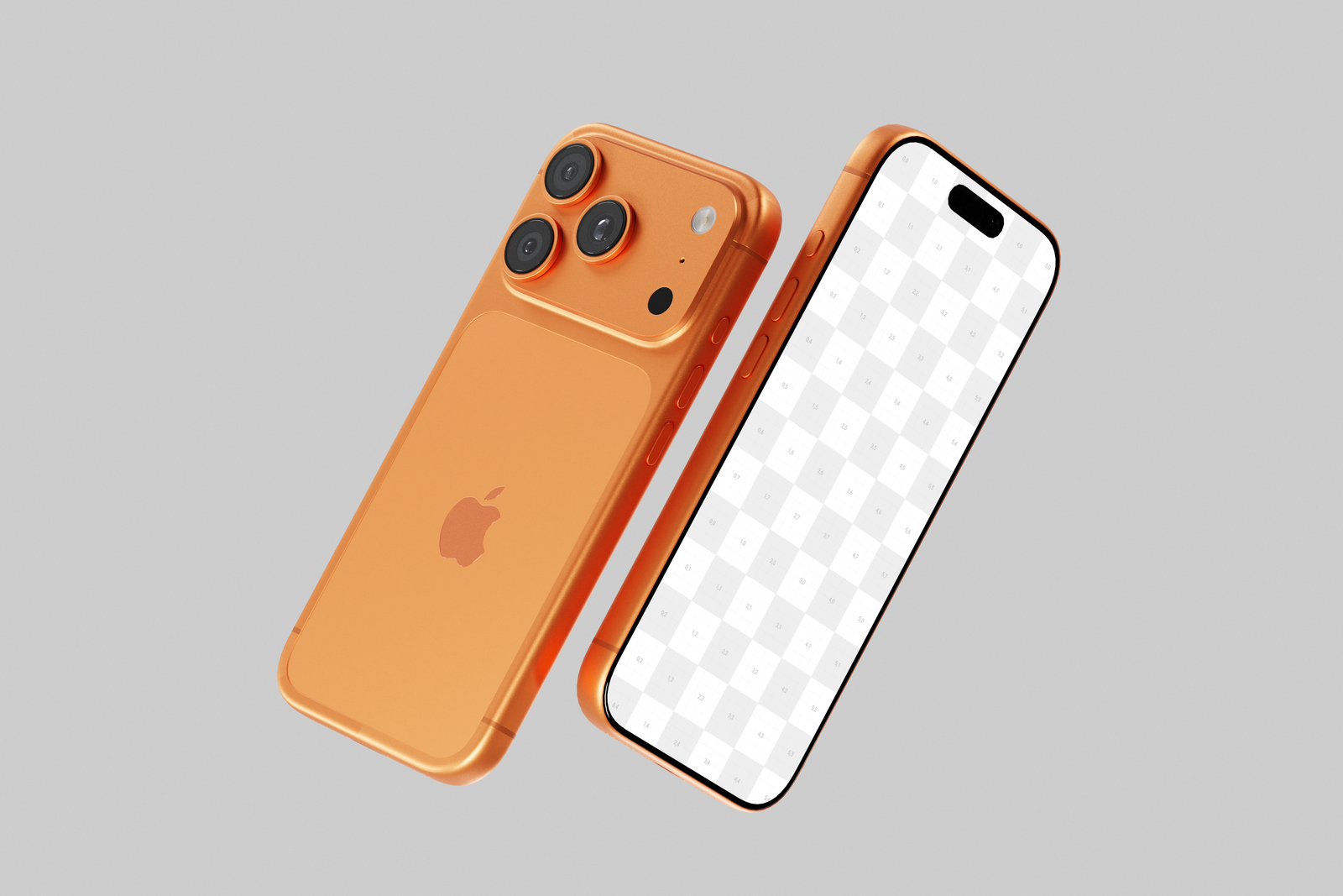 Free Orange iPhone 17 Pro Mockup Low Perspective
