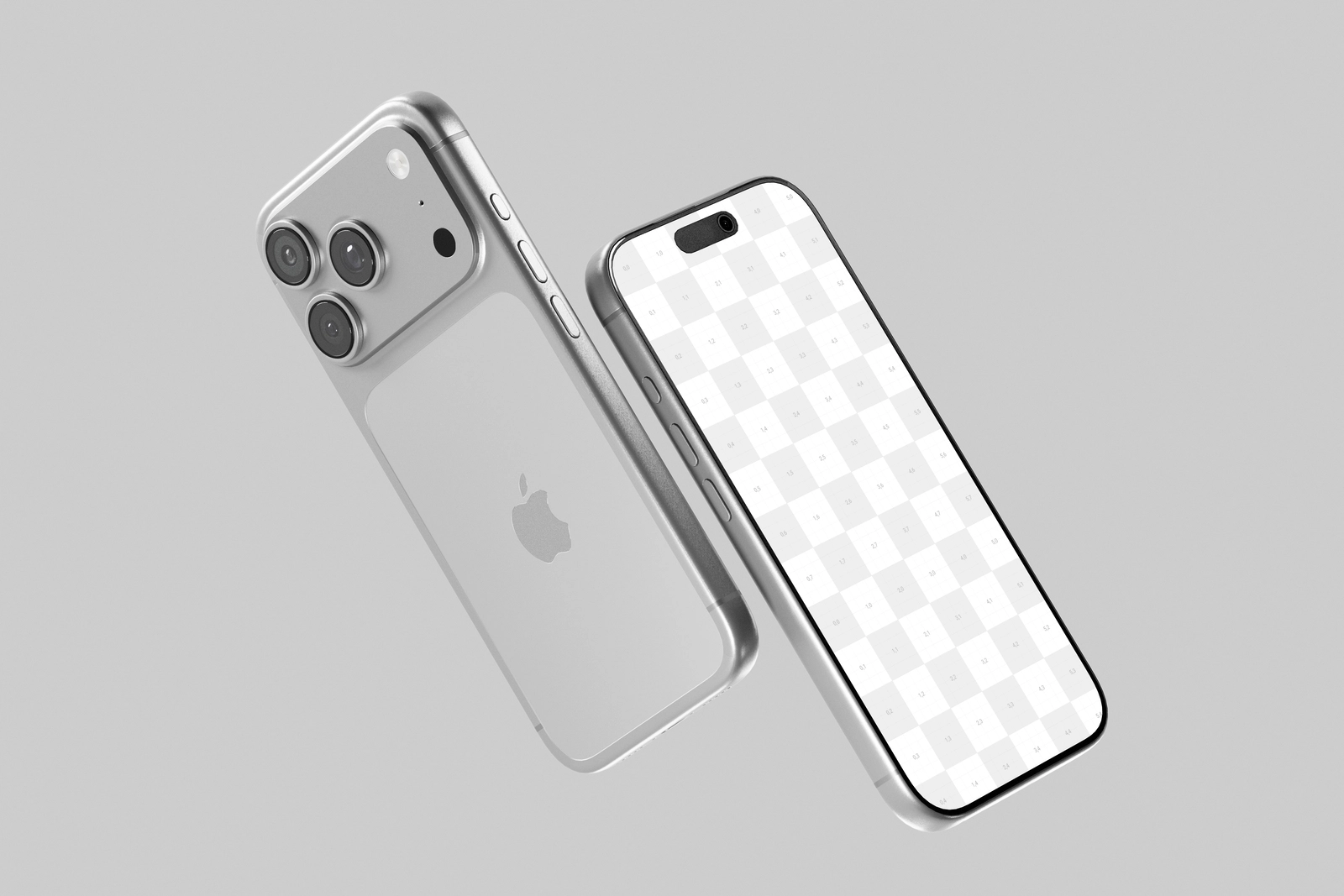 Free Silver iPhone 17 Pro Mockup In Studio Light