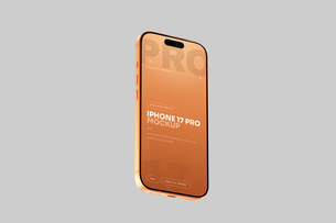 Free Orange iPhone 17 Pro Mockup Portrait