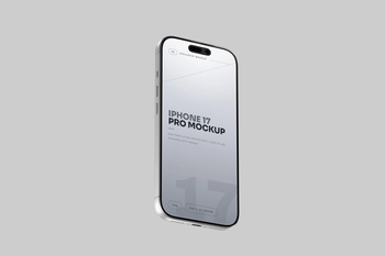 Free Silver iPhone 17 Pro Mockup Low Perspective
