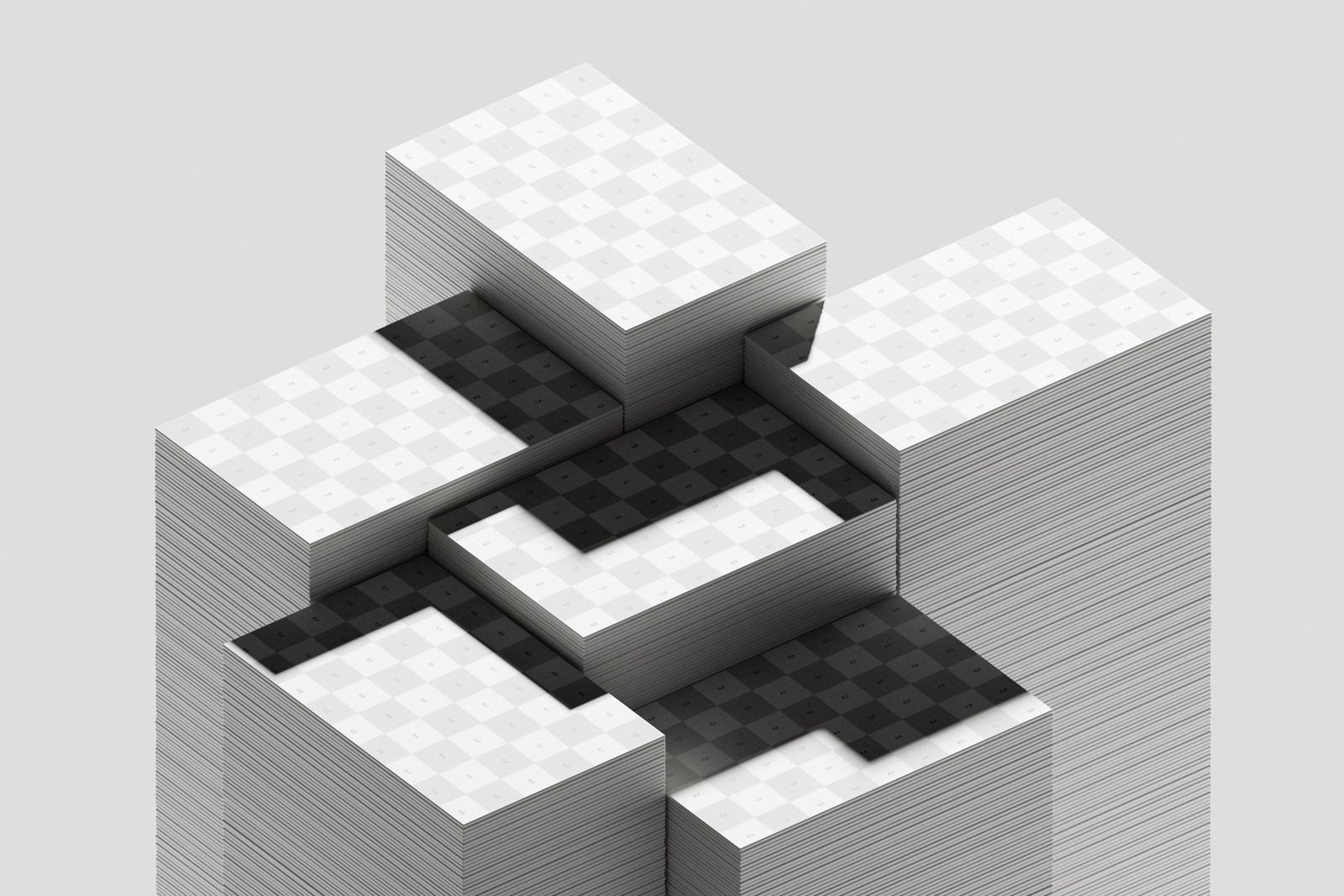Free Stacked 85×55 Business Card Mockup On Paper Blocks