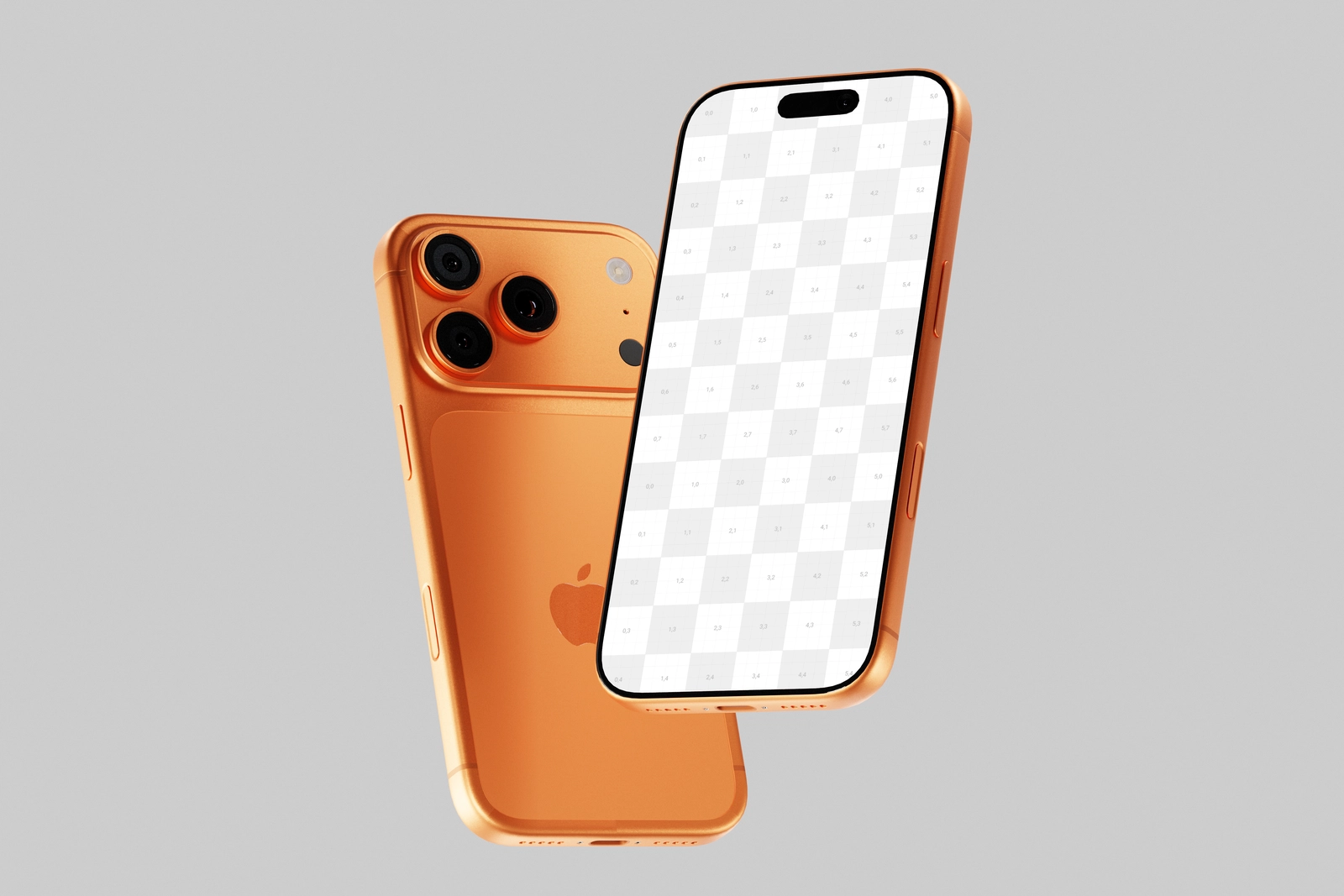 Free Orange iPhone 17 Pro Mockup Floating Single