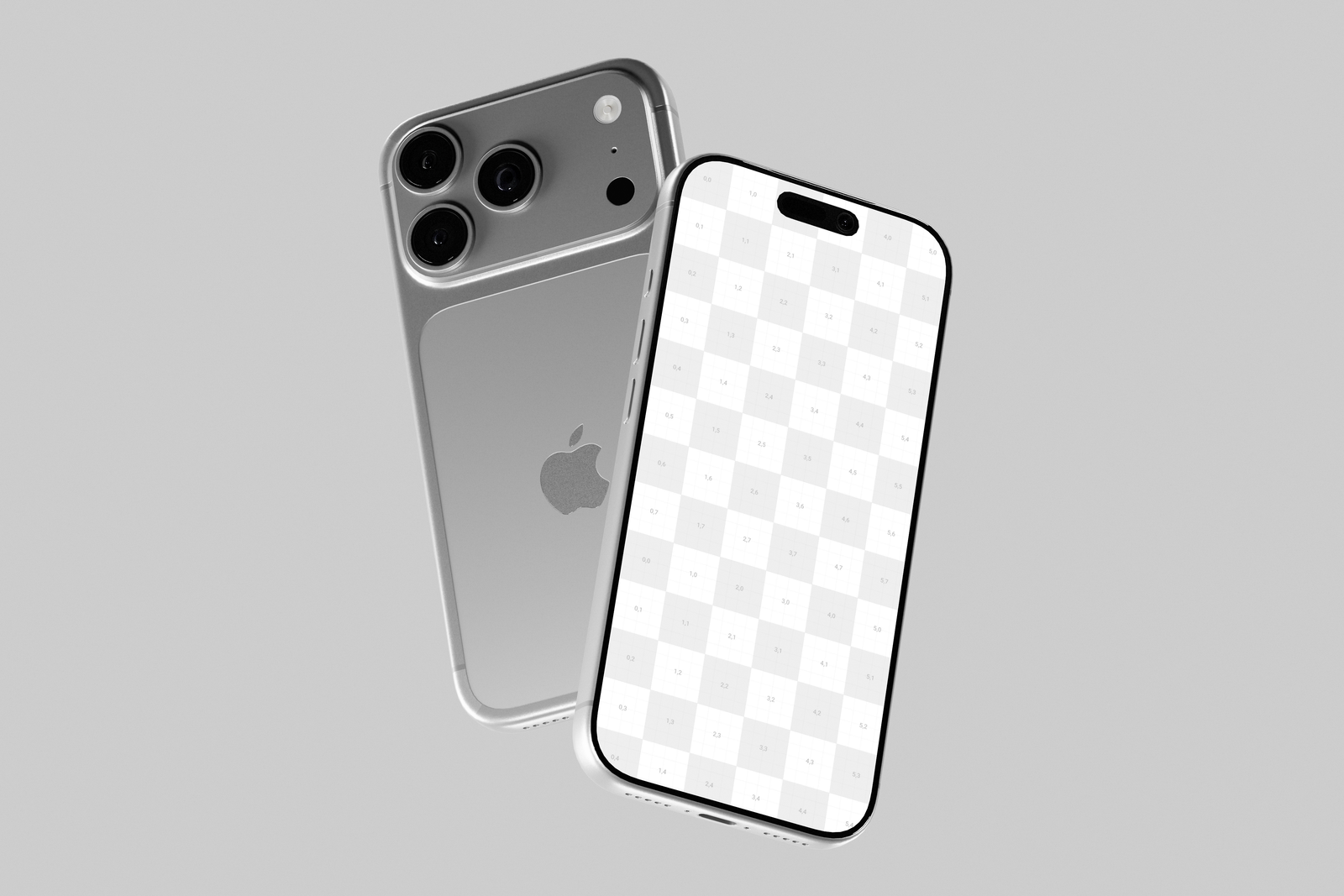 Silver iPhone 17 Pro Mockup With Soft Shadows