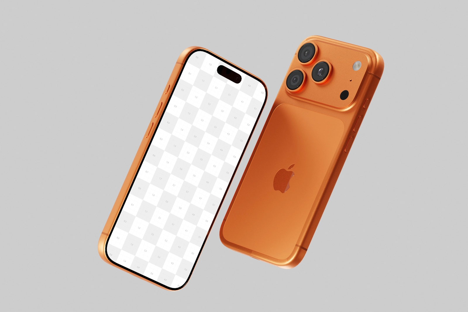 Free Orange iPhone 17 Pro Mockup Soft Shadows