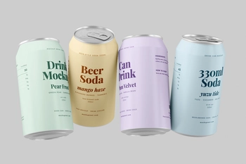 330ml Soda Beer Drink Can Mockup Perspective View