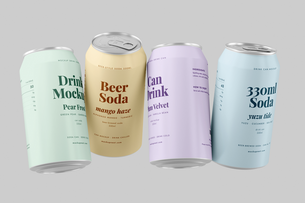 330ml Soda Beer Drink Can Mockup Perspective View