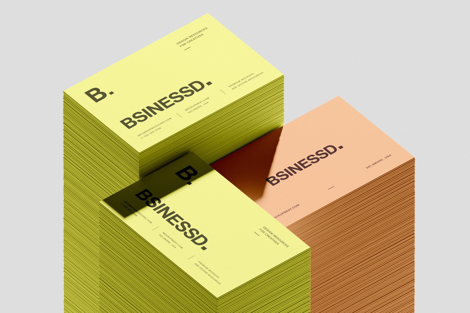 Free Stacked 85×55 Business Card Mockup