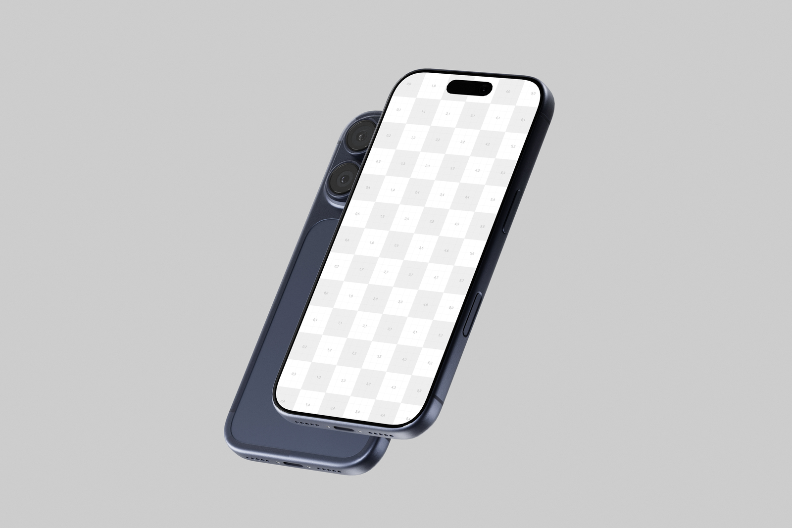 Free Blue iPhone 17 Pro Mockup Floating Perspective