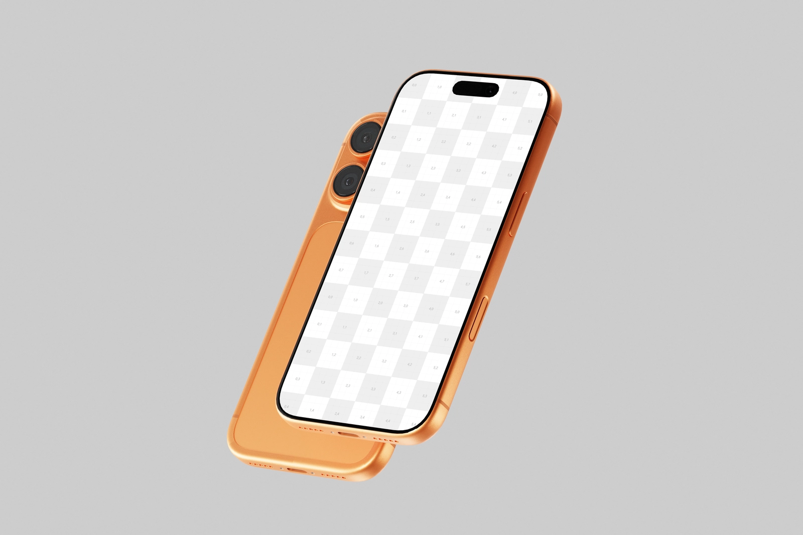 Free Orange iPhone 17 Pro Mockup In Studio Light