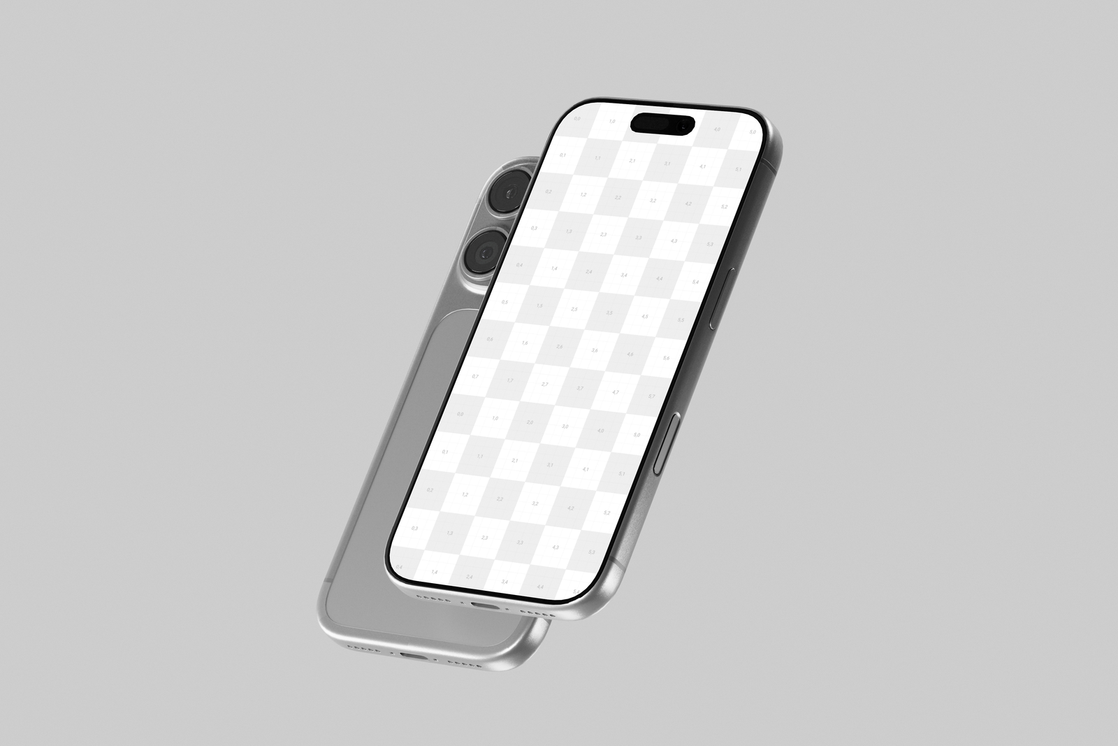 Silver iPhone 17 Pro Mockup Floating Perspective View