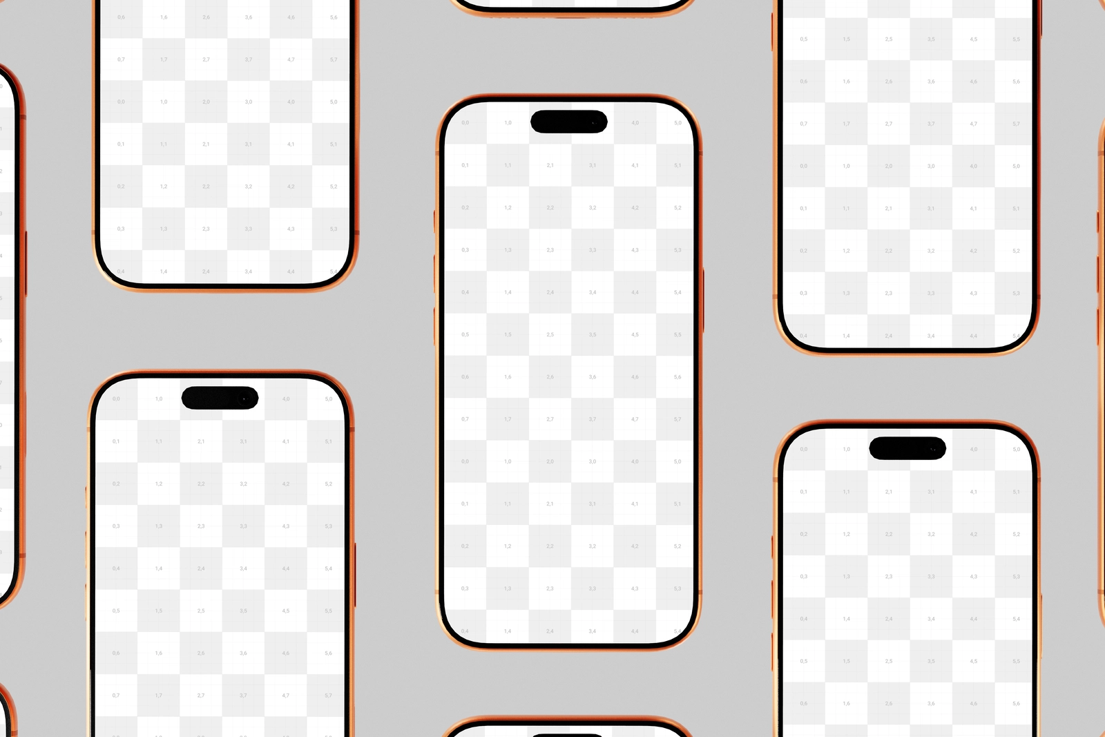 Free Orange iPhone 17 Pro Mockup Front View Set