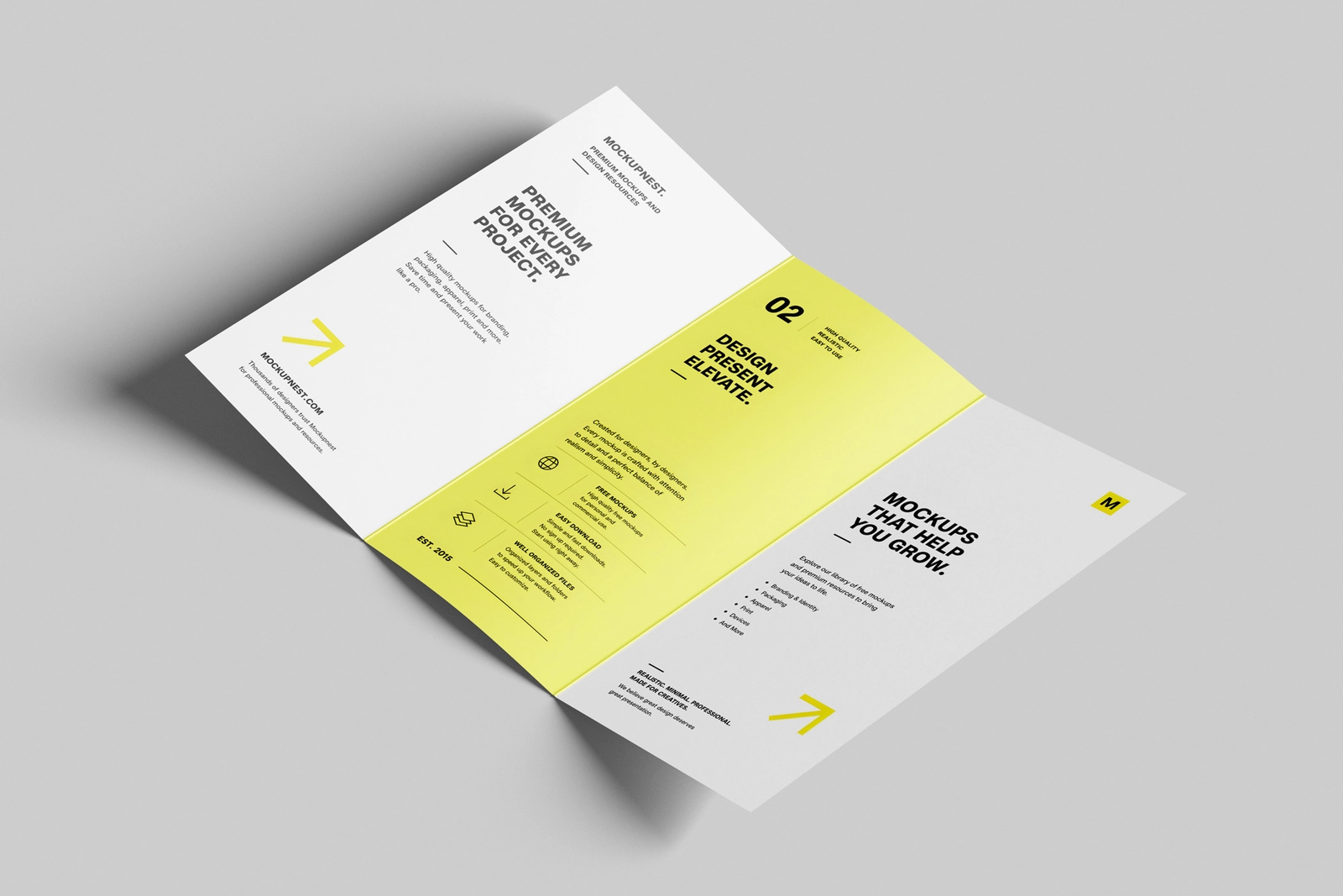 Free A4 Trifold Flyer Mockup Floor Set