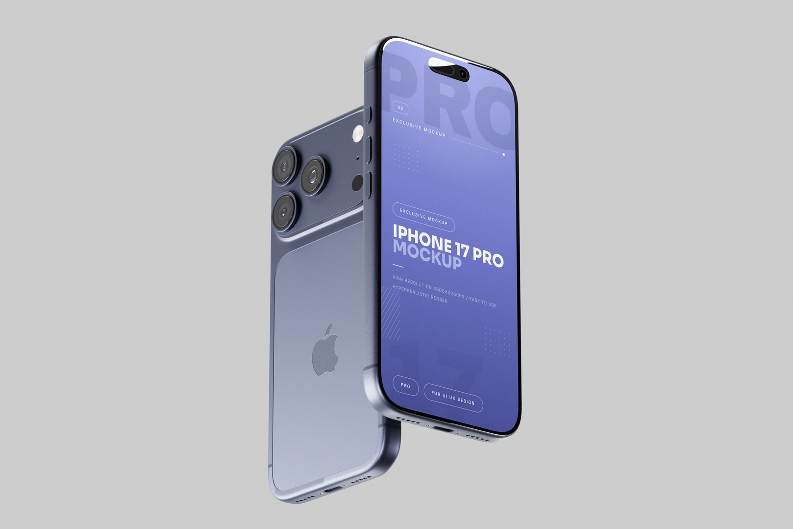 Free Blue iPhone 17 Pro Mockup Angled Perspective