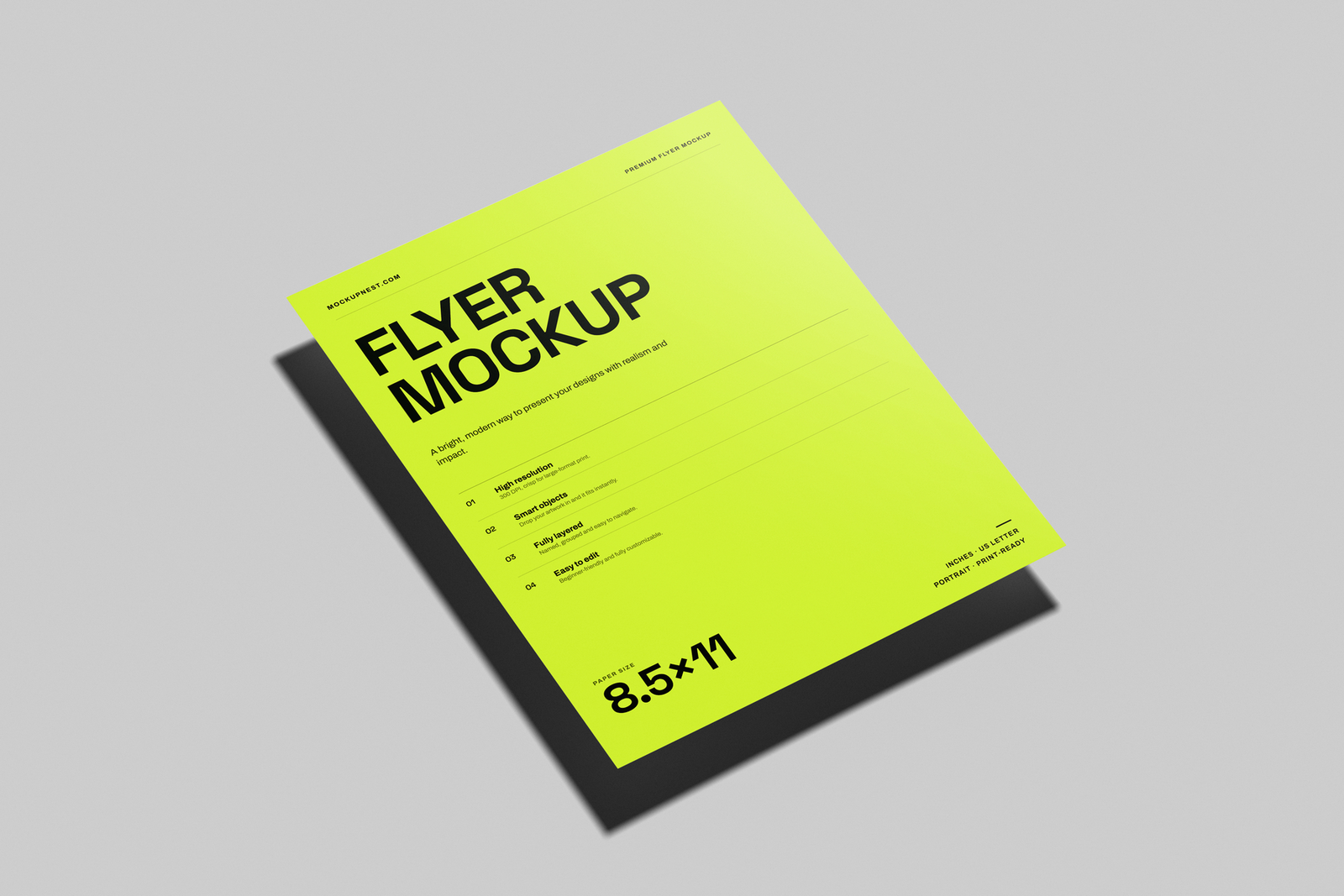 Free US Letter Flyer Poster Mockup On Clean Background