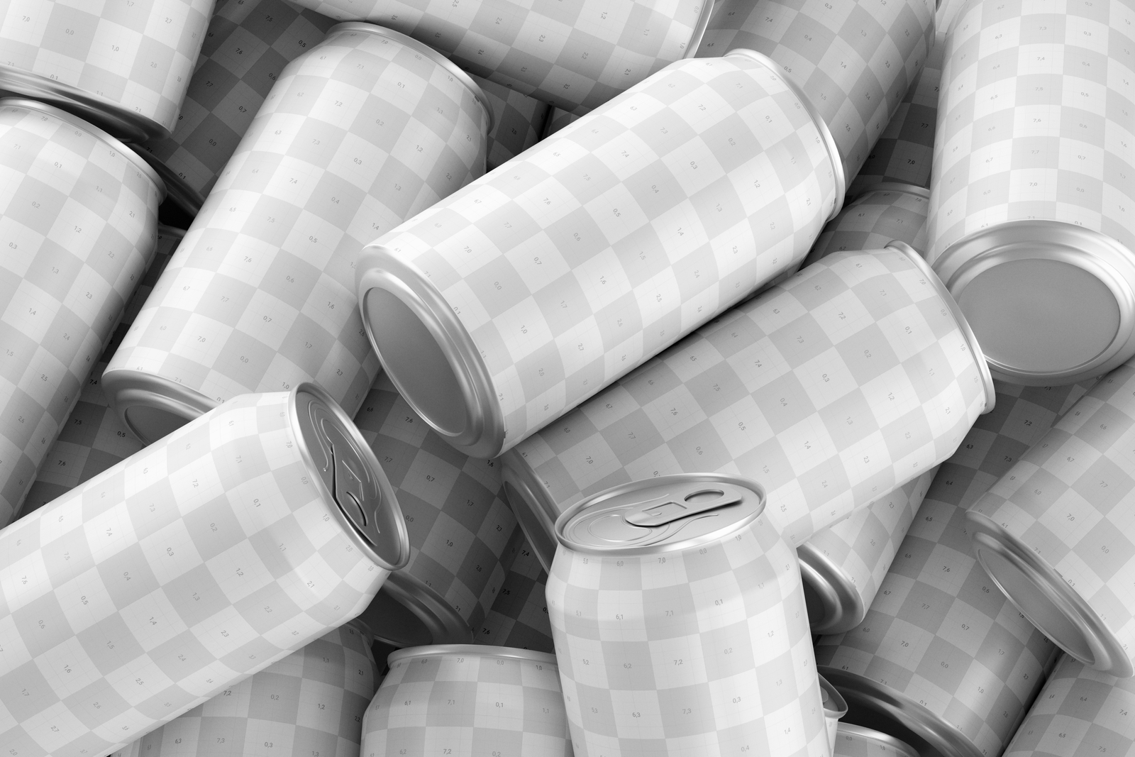 330ml Soda Beer Drink Can Mockup Scattered