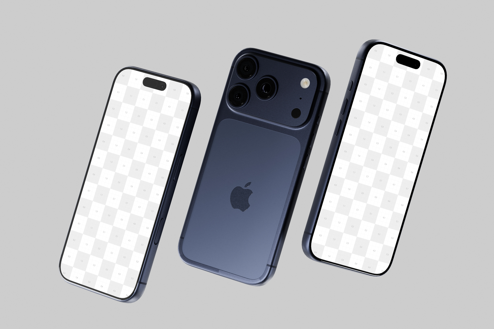 Blue iPhone 17 Pro Mockup Floating Angled Perspective