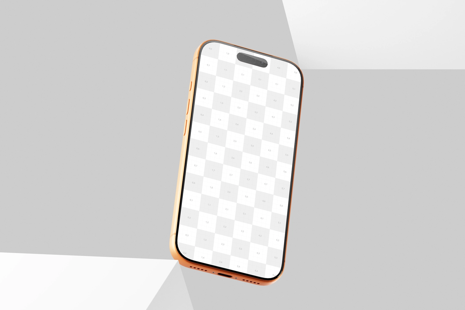 Free Orange iPhone 17 Pro Mockup Floating Angled Perspective