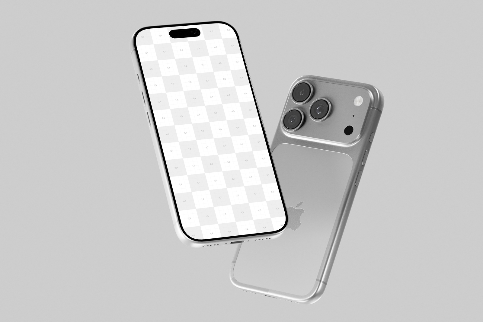 Free Silver iPhone 17 Pro Mockup Soft Shadows