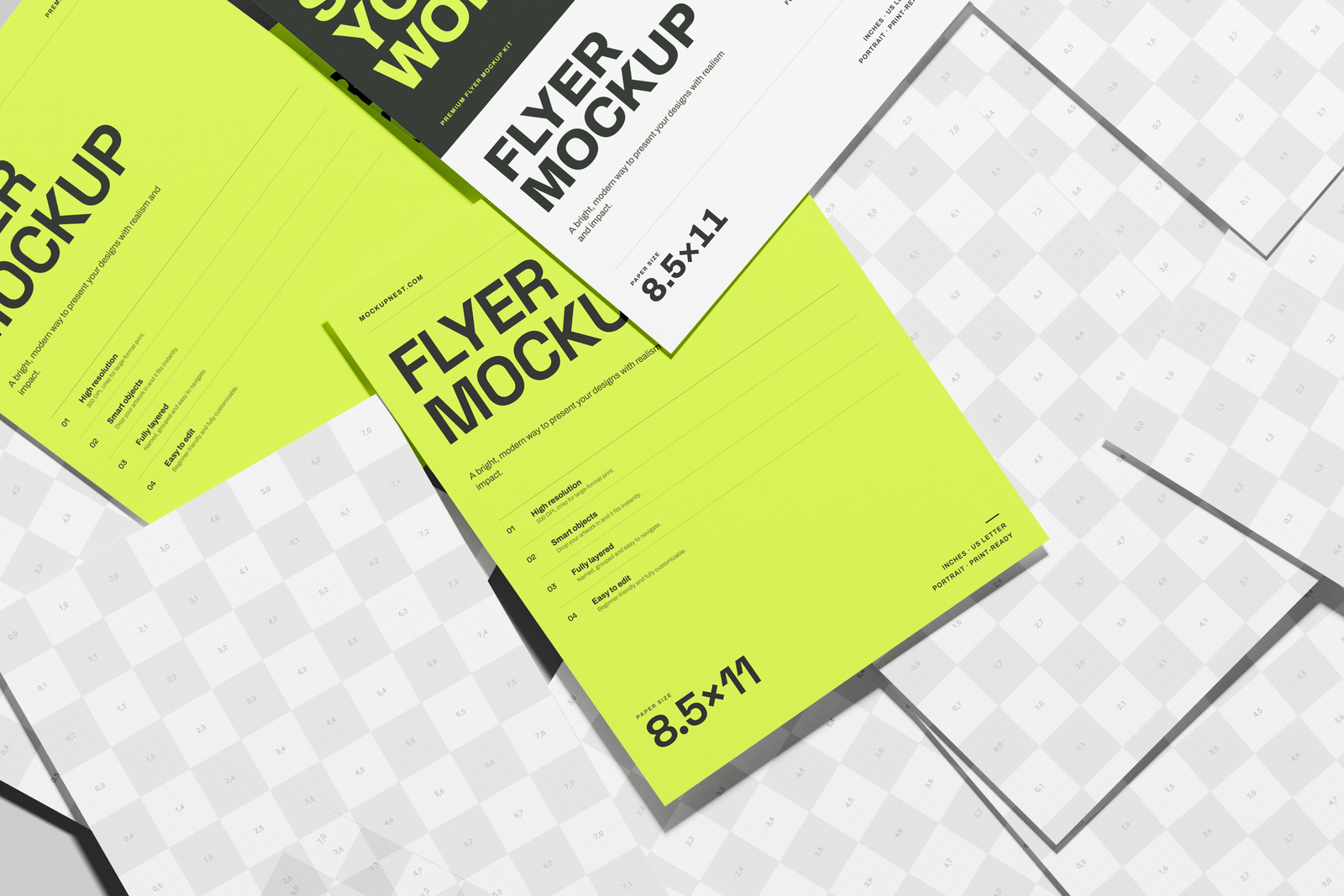 US Letter Flyer Poster Mockup From Top View