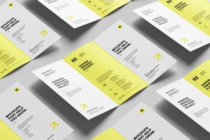 A4 Trifold Flyer Mockup On Surface
