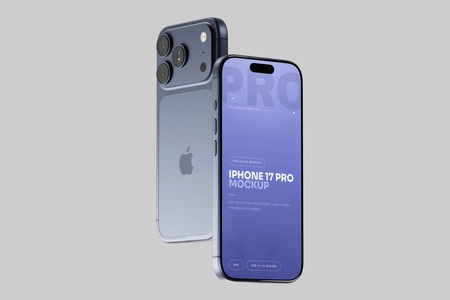 Blue iPhone 17 Pro Mockup Minimal Background