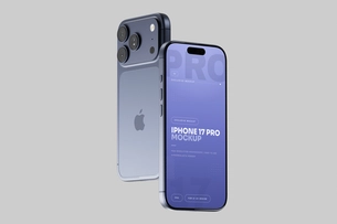 Blue iPhone 17 Pro Mockup Minimal Background