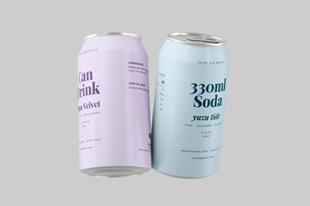 Free 330ml Soda Beer Drink Can Mockup Front View Set