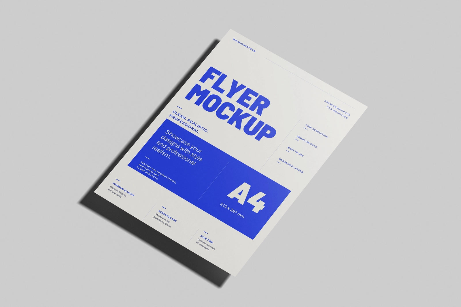 Free A4 EU Flyer Poster Mockup On Surface