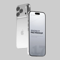 Free Silver iPhone 17 Pro Mockup Angled Perspective