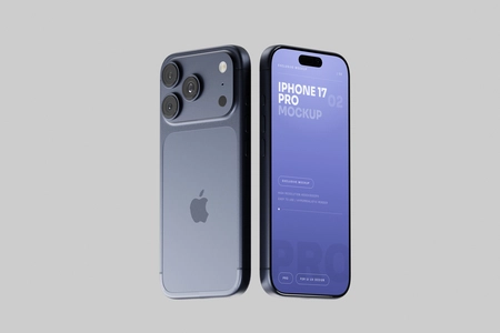 Free Blue iPhone 17 Pro Mockup Front View