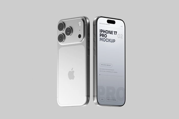 Free Silver iPhone 17 Pro Mockup Pair
