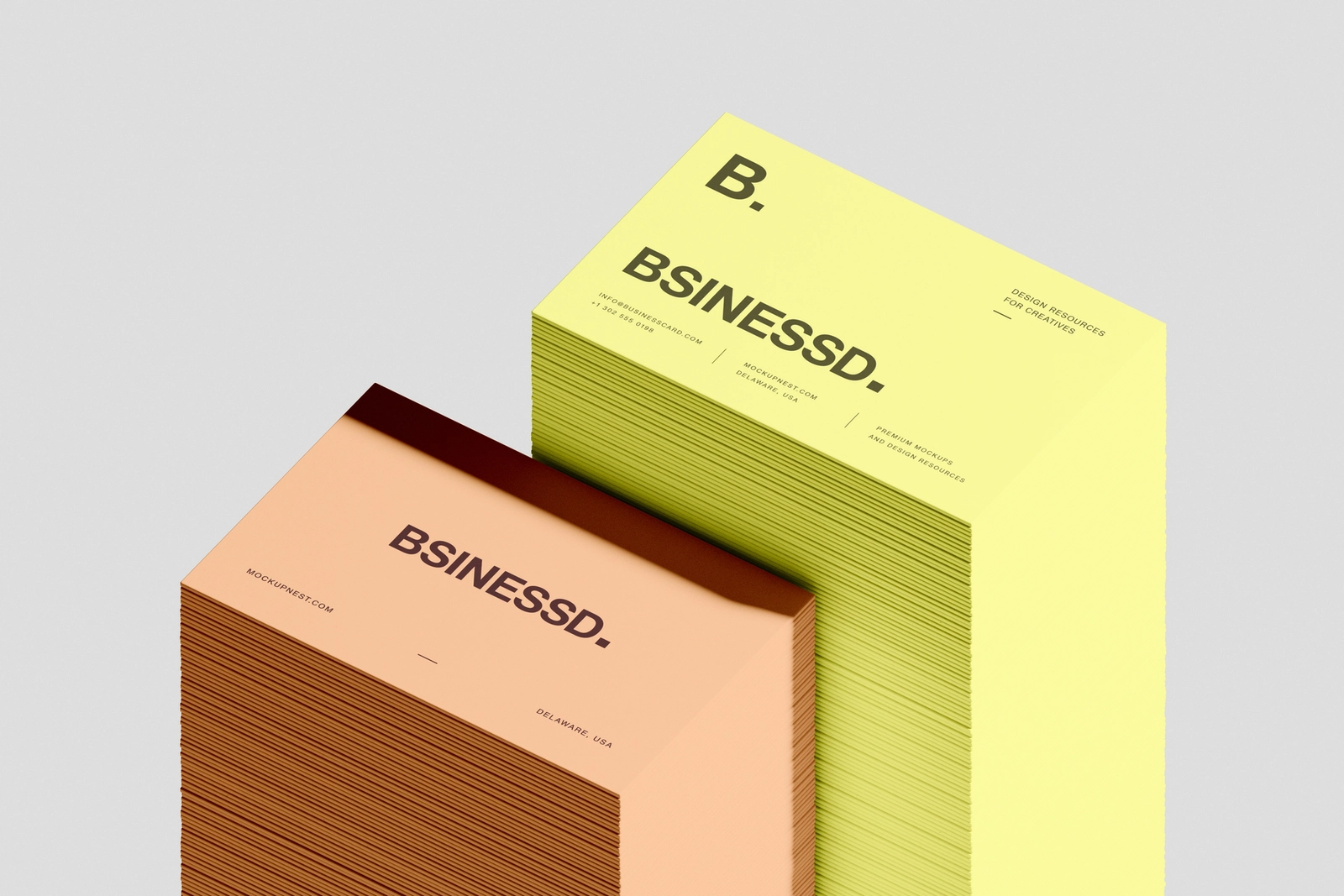 Free Stacked 85×55 Business Card Mockup Angled View