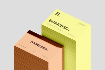 Free Stacked 85×55 Business Card Mockup Angled View
