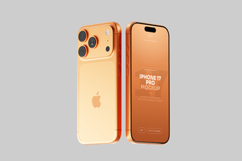 Orange iPhone 17 Pro Mockup Floating