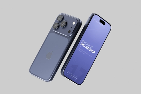 Free Blue iPhone 17 Pro Mockup Floating