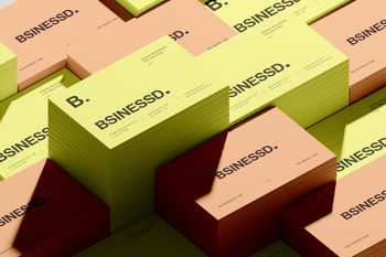 Free Stacked 85×55 Business Card Mockup On Clean Background