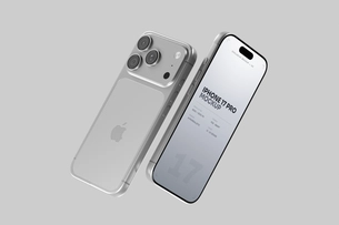 Silver iPhone 17 Pro Mockup Minimal Background