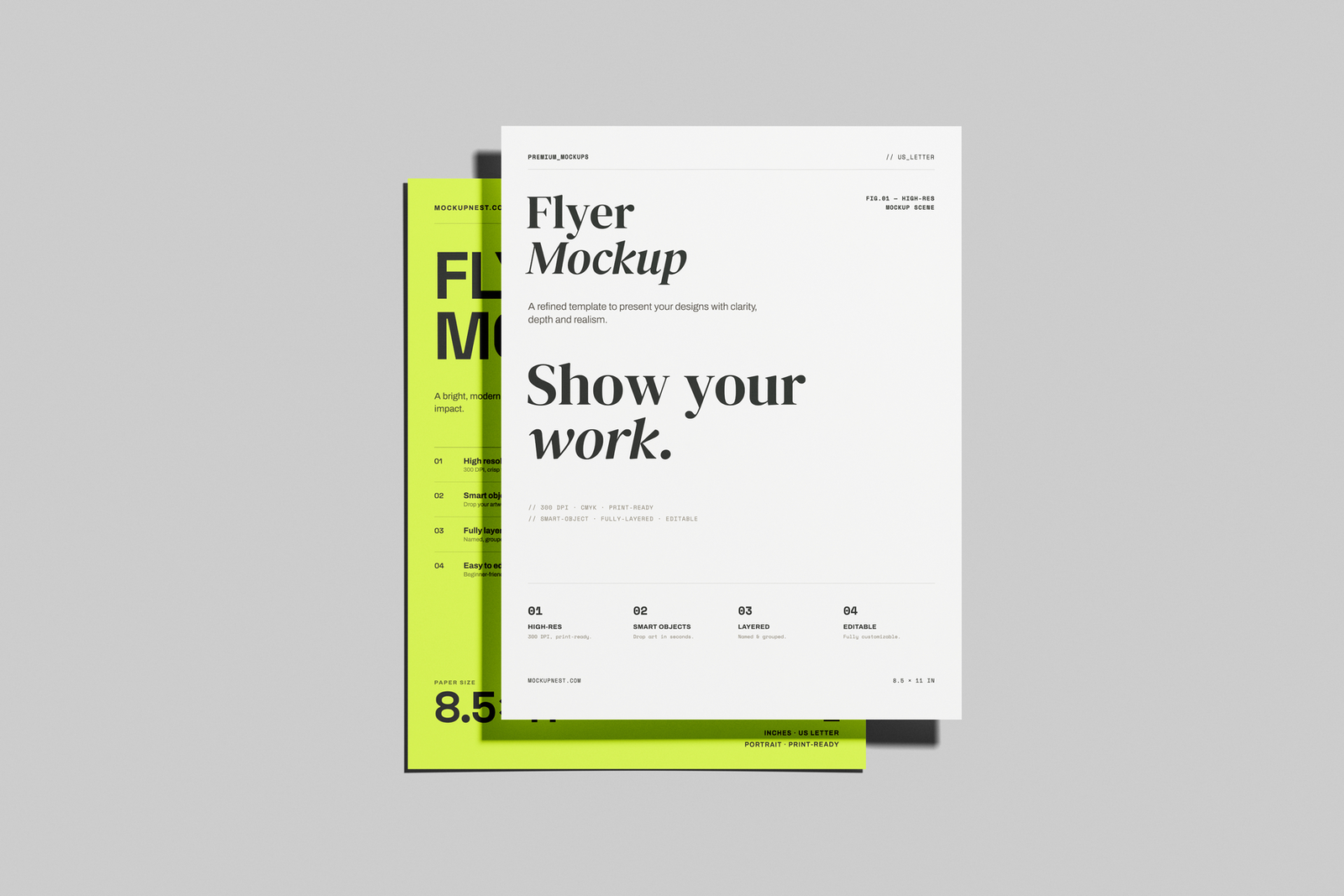 US Letter Flyer Poster Mockup In Studio Light