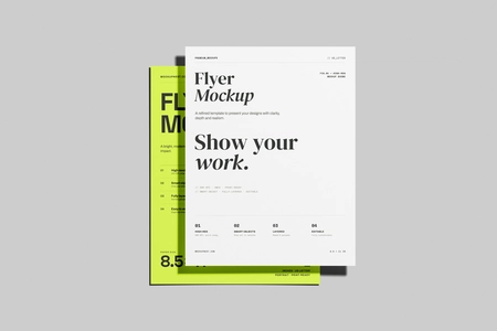 US Letter Flyer Poster Mockup In Studio Light