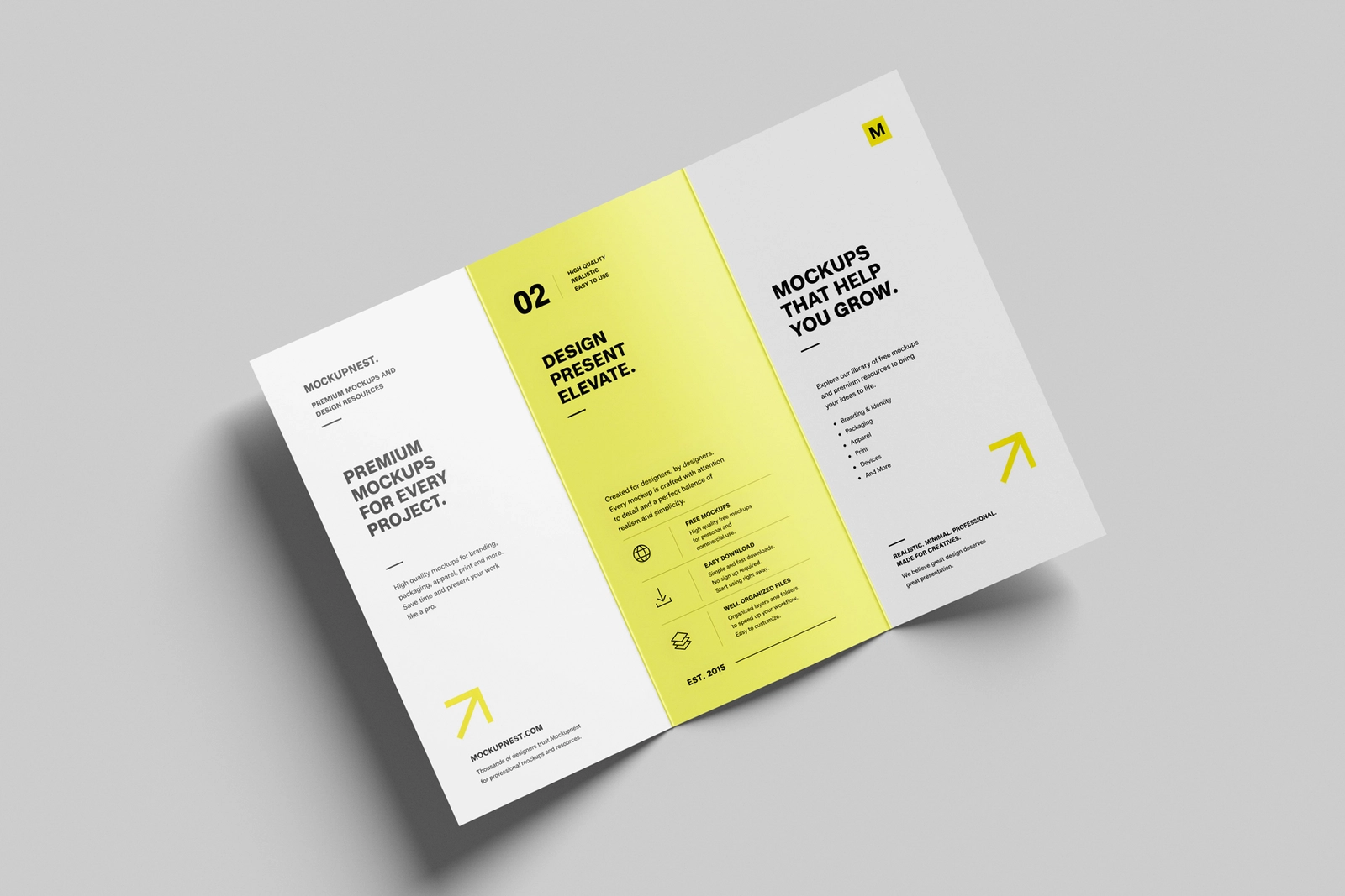 A4 Trifold Flyer Mockup High Angle View