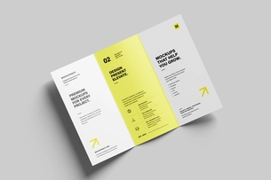 A4 Trifold Flyer Mockup High Angle View
