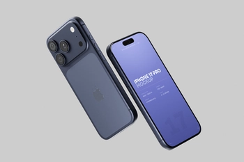 Blue iPhone 17 Pro Mockup In Studio Light