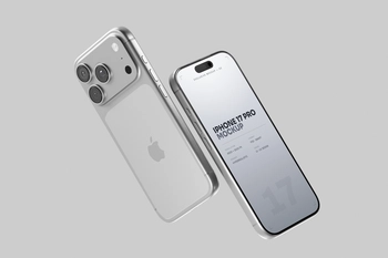Free Silver iPhone 17 Pro Mockup In Studio Light